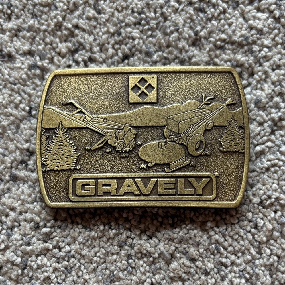 Gravely Brass Belt Buckle with Engraved Design